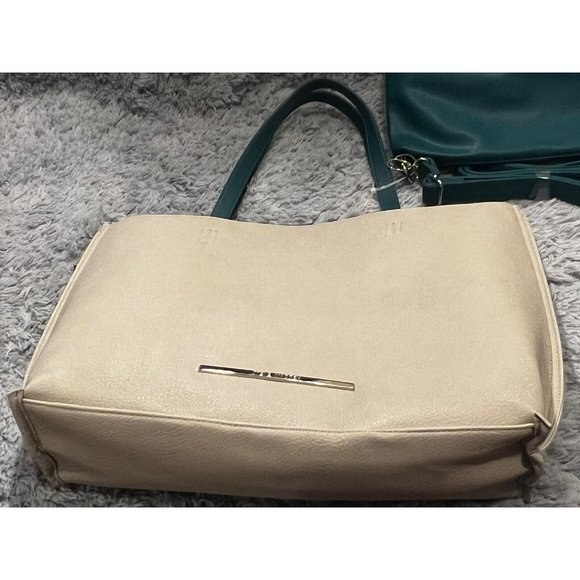 Steve Madden BQUEENIE Bisque Taupe Teal Tote Bag Purse Set NEW Rare - Picture 2 of 14